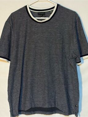 Ted Baker London Textured Cotton Short Sleeve Shirt Men’s Dark Gray